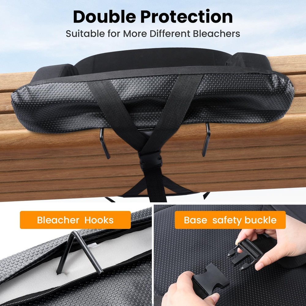 Stadium Seats with Back Support, 2 Pack Bleacher Chairs 2 Pack, Black