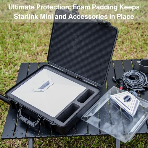 Waterproof Storage Case for Starlink Mini, Protective Hard Case with Foam Black
