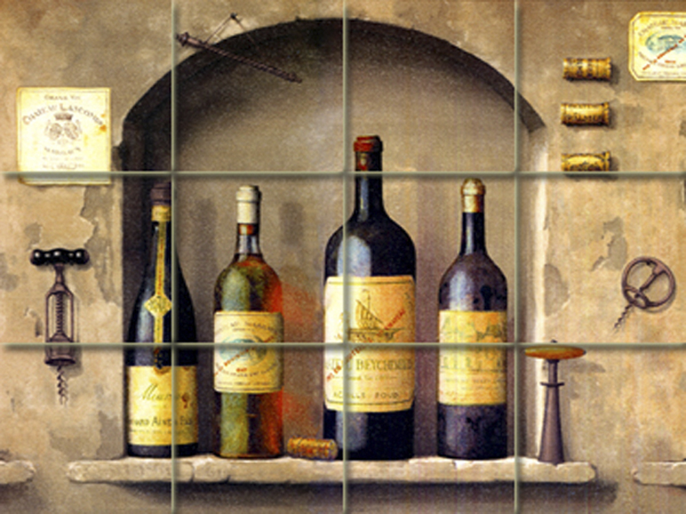 16 x 12 Mural Tumbled Marble Wine Decor Backsplash Tile #318