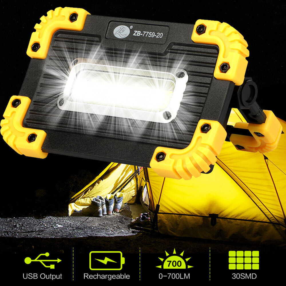 LED+COB Work Light USB Rechargeable Spotlight Floodlight Torch Camping Emergency
