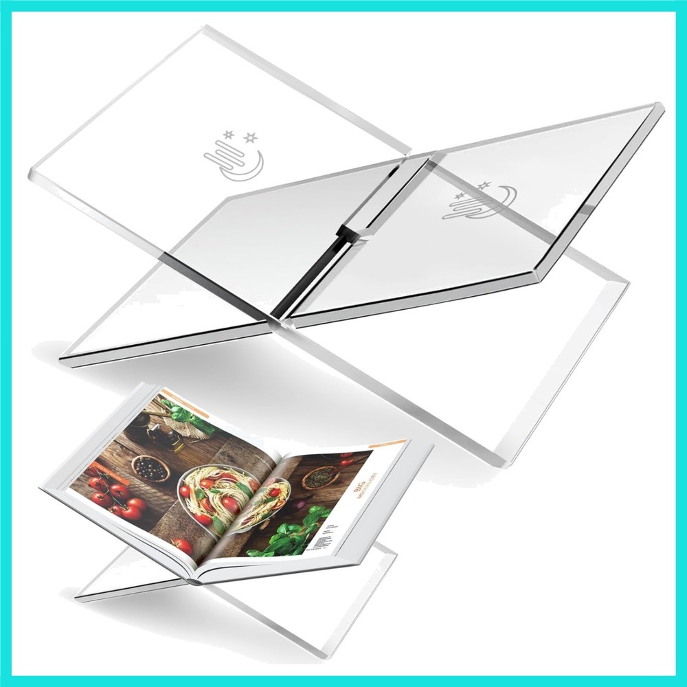 Clear Acrylic Book Stand, Adjustable Height Large Open Book Display Stand Cof...