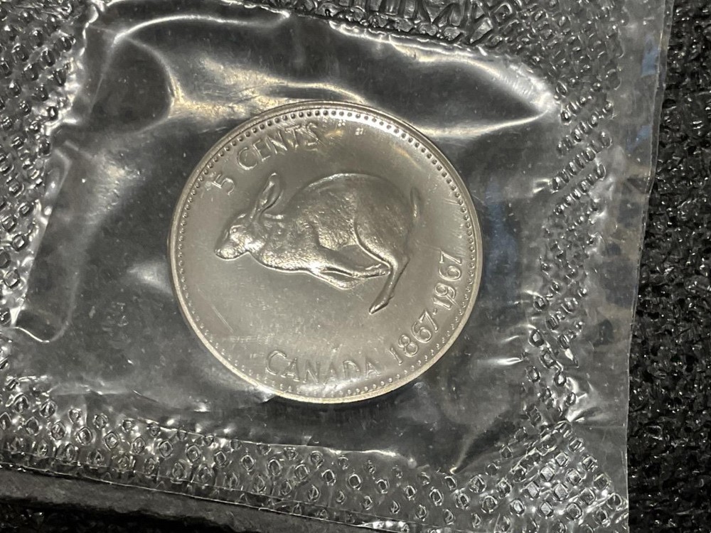 Canada 5 cent coin, 1967, Centennial, Rabbit - Uncirculated