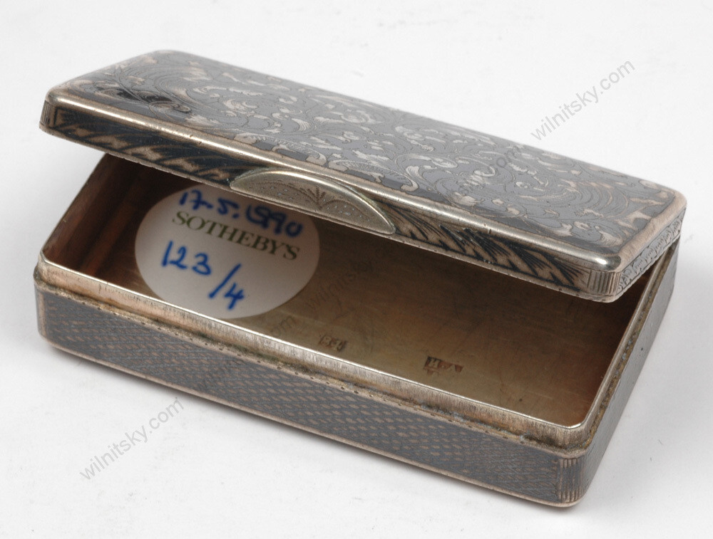 Russian silver with niello box, Tula, 1830/1840s