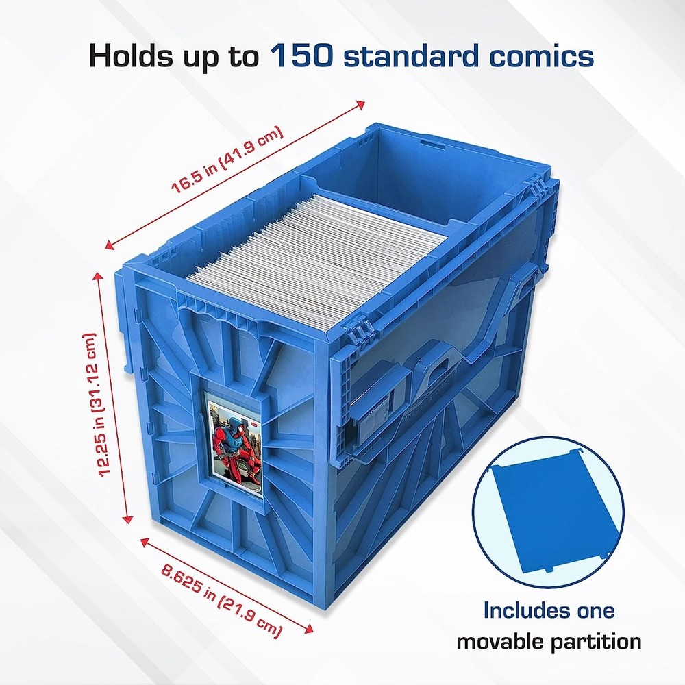 2 Pack BCW Blue Short Comic Book BinPlastic Stackable Box Ho1d 150 Comics