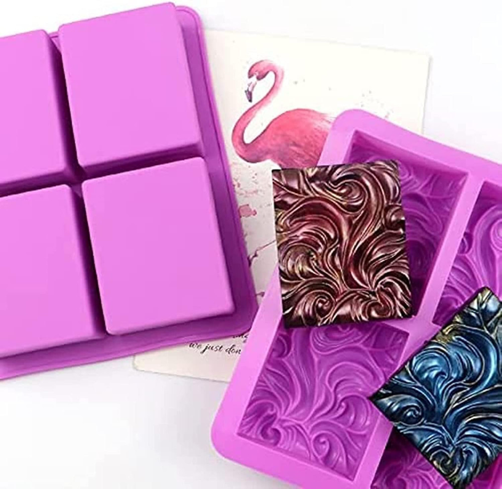 Flexible Rectangular Sea Wave Soap Silicone Mold Wood Box for Soap Making Suppli