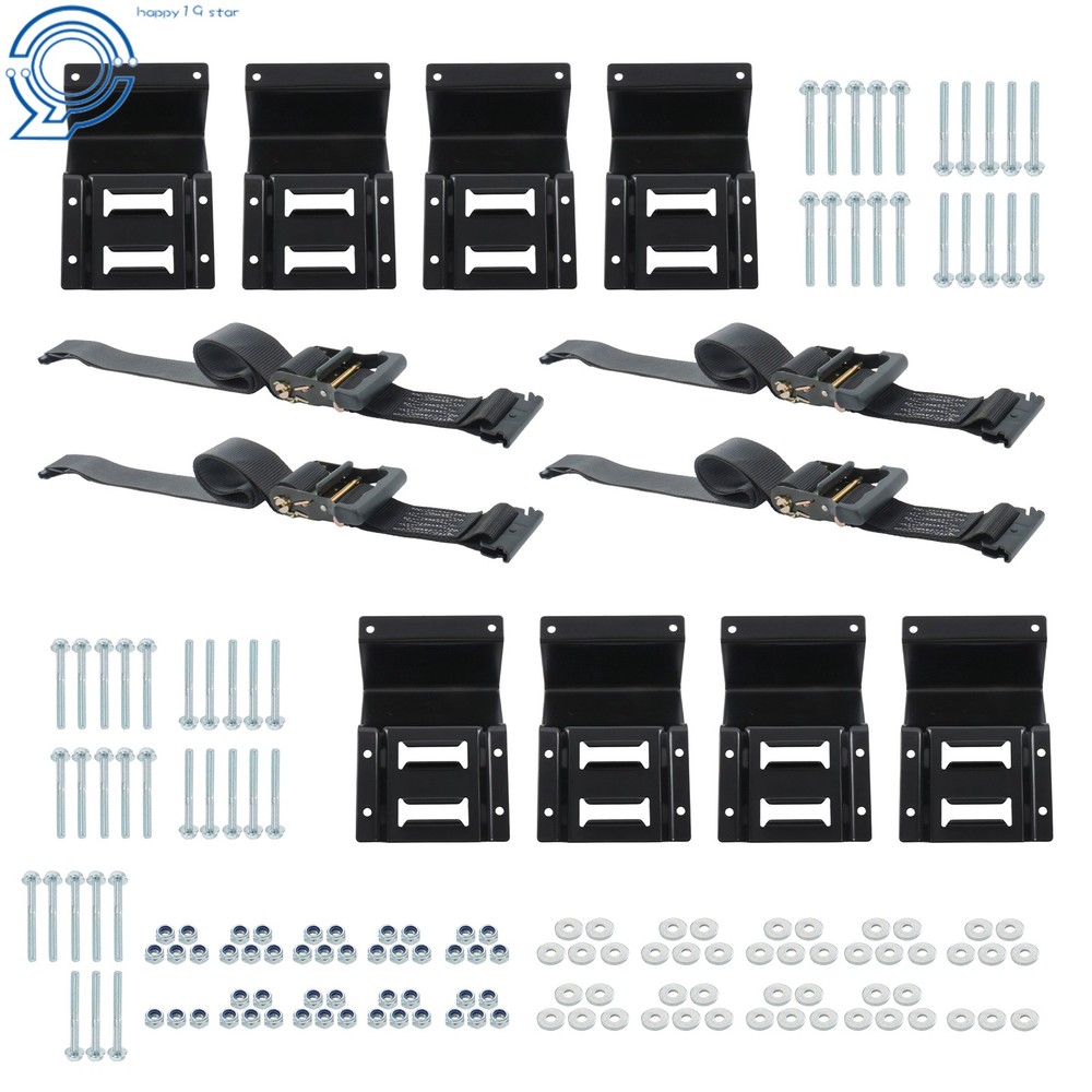 E Track Cargo Strap System 8PCS E Track Wheel Chock 4PCS 10' Ratchet Strap