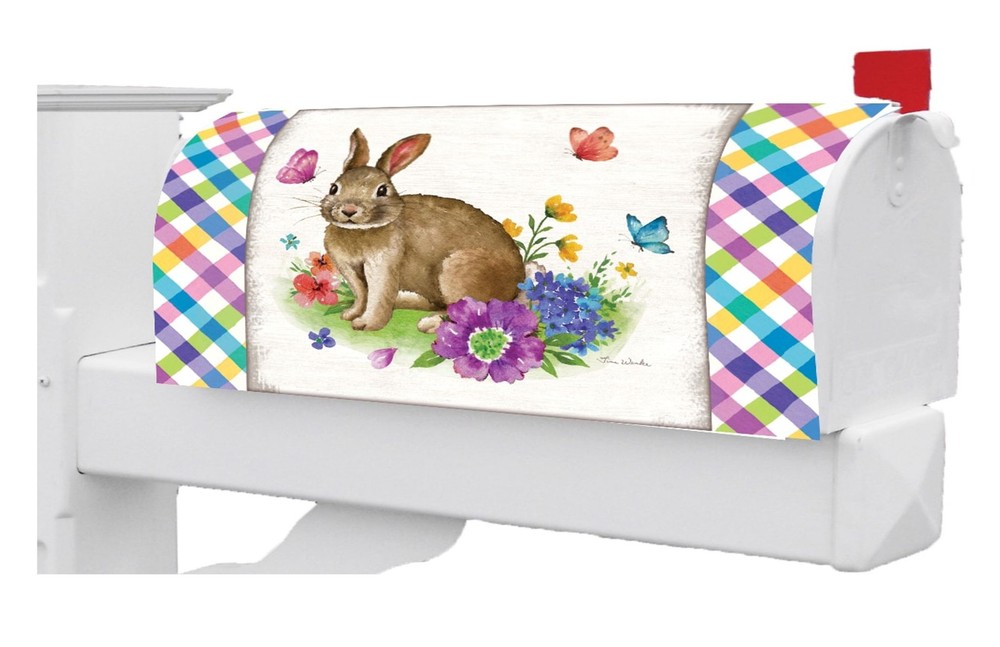 Bunny Plaid Mailbox Cover