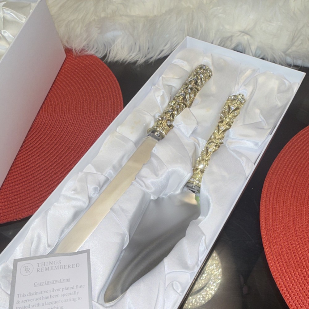 Things Remembered Silver Plated Engraved Cake Knife & Server Set