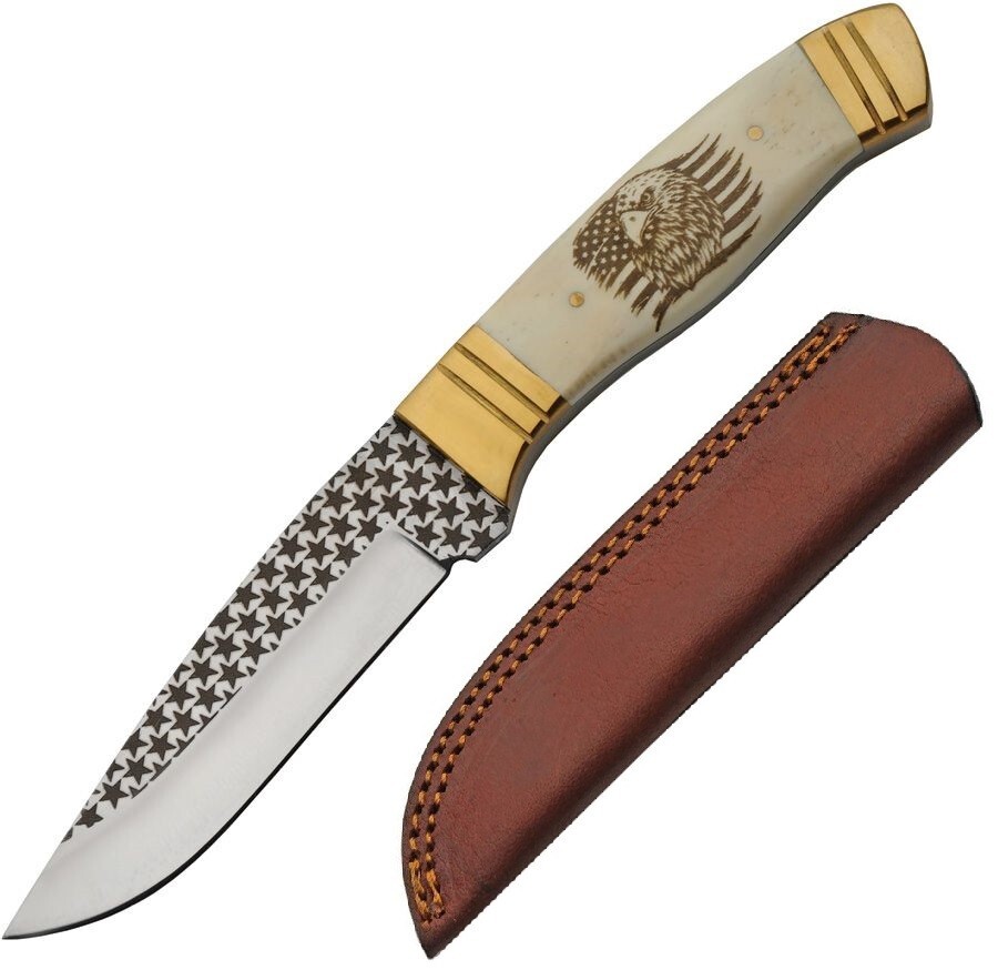 Rite Edge Eagle Fixed Knife 4 Stainless Steel Blade Natural Smooth Bone Handle