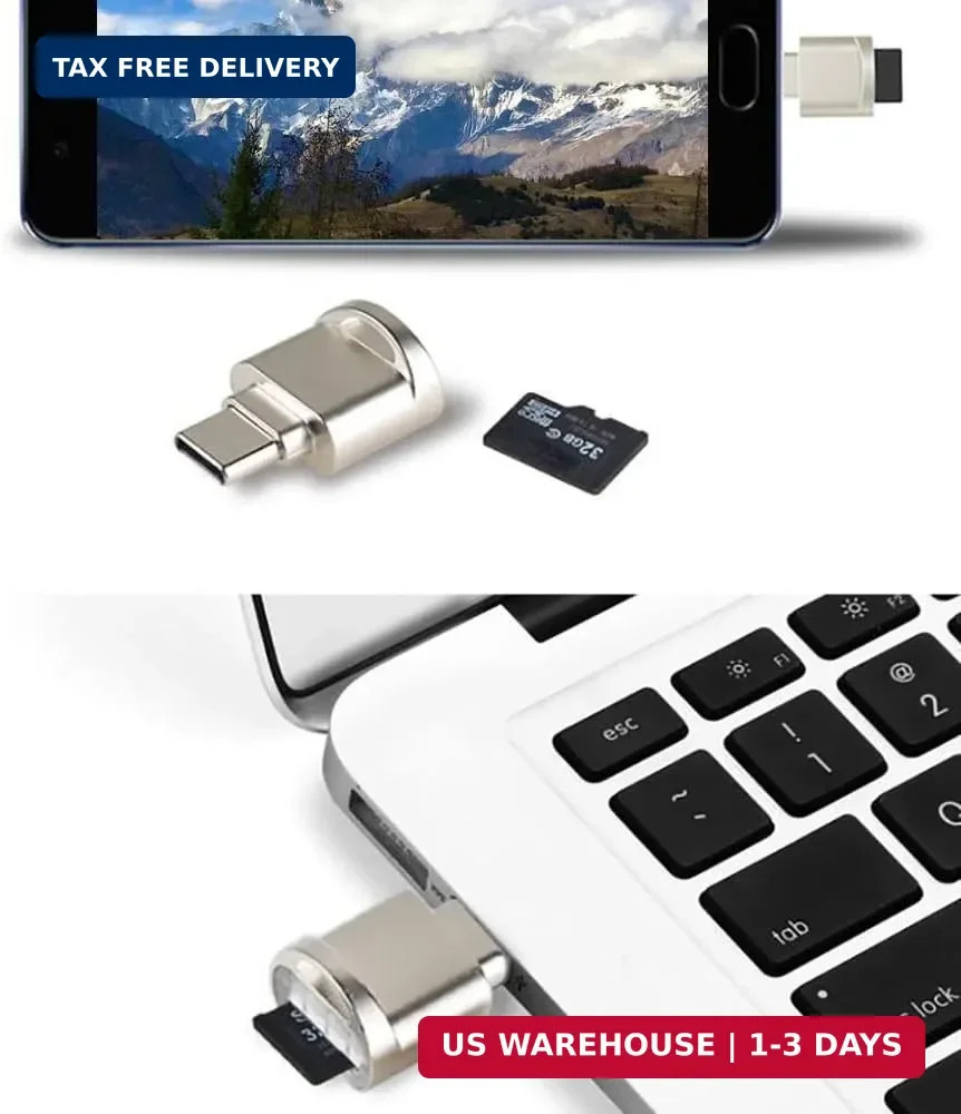 Micro SD Card Reader, USB C to SD Card Reader, Type C TF Memory Card Reader with