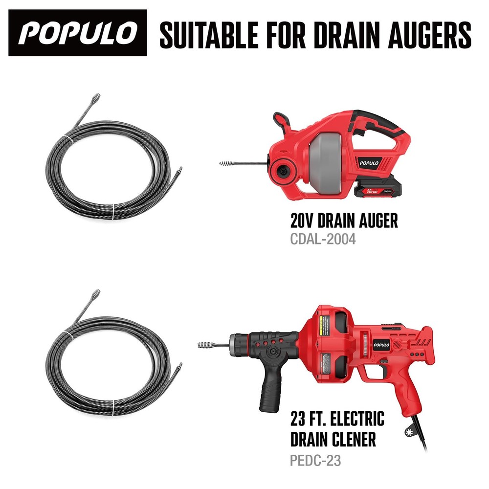 POPULO 25FT Replaceable Cable, Compatible with Electric Drain Silver