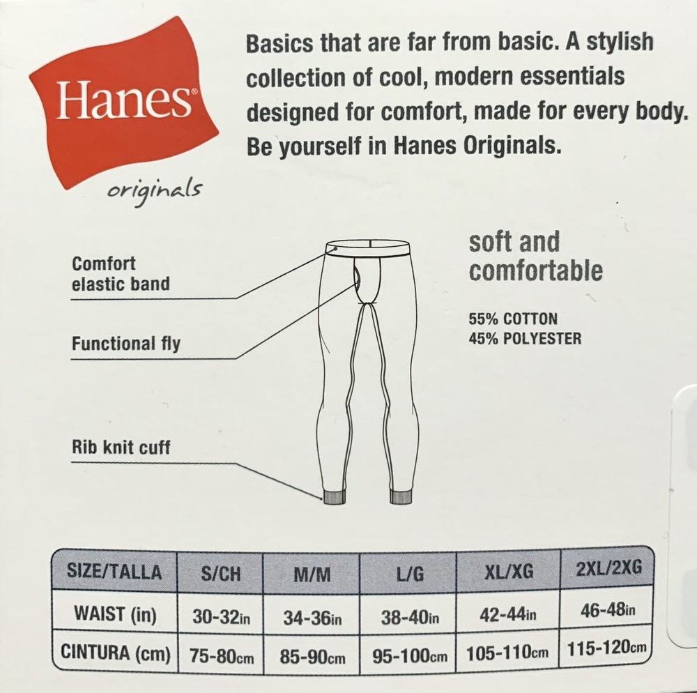 NEW Hanes Men’s Tagless Gray Solid Print Thermal Base Layer Pants Size Small