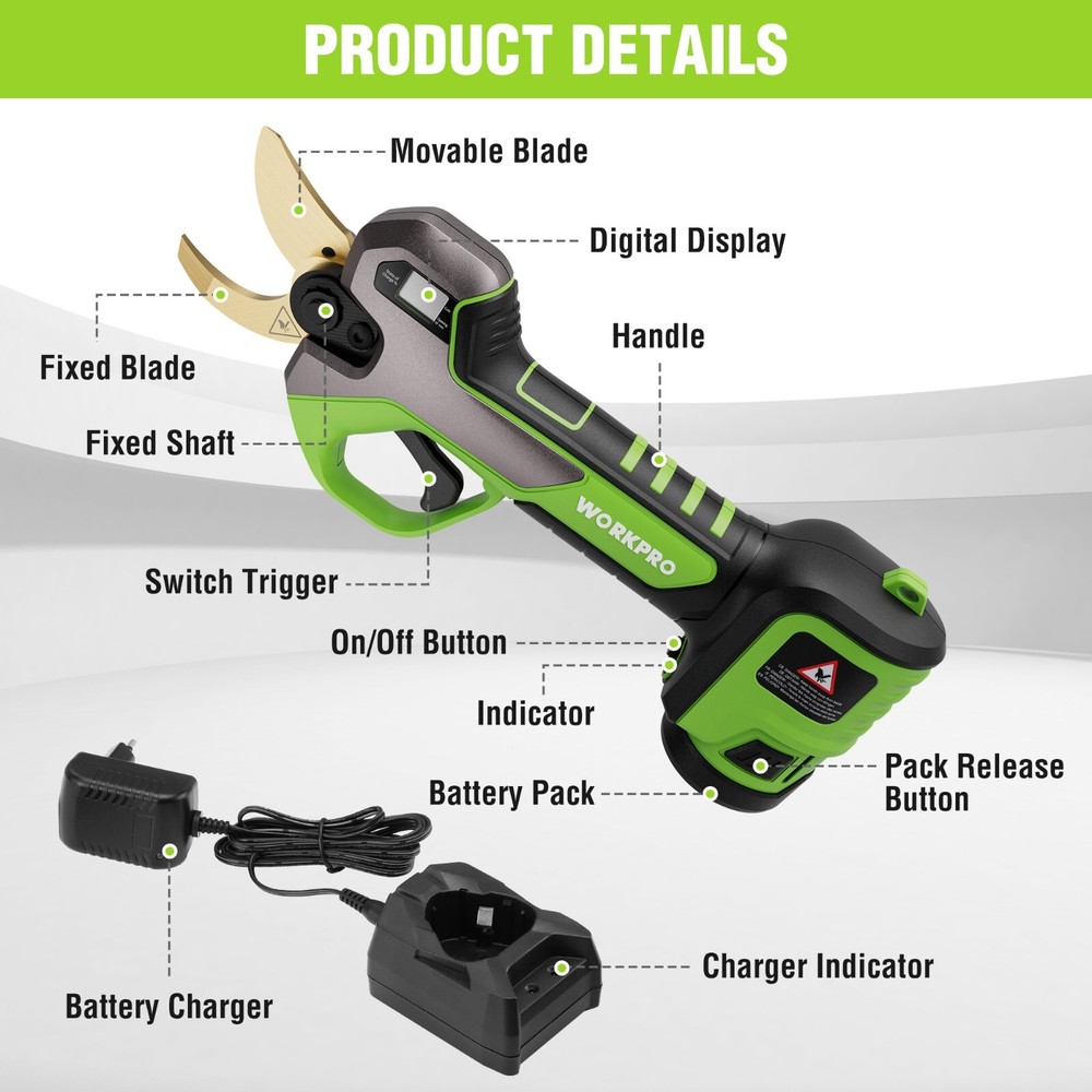Cordless 12V Electric Pruning Shears, Battery Powered Pruning Shears Cordless