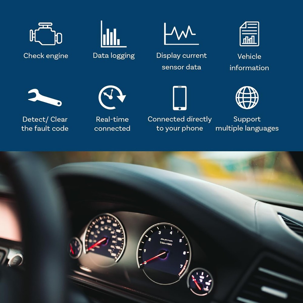 Bluetooth OBD2 OBDII Car Diagnostic Scanner Auto Fault Code Reader Tool ELM327