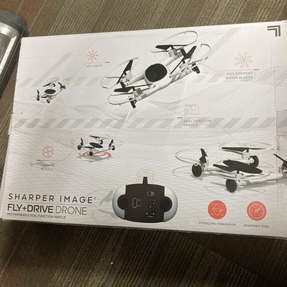 Sharper Image Fly + Drive 7" Drone Open Box Missing Charger