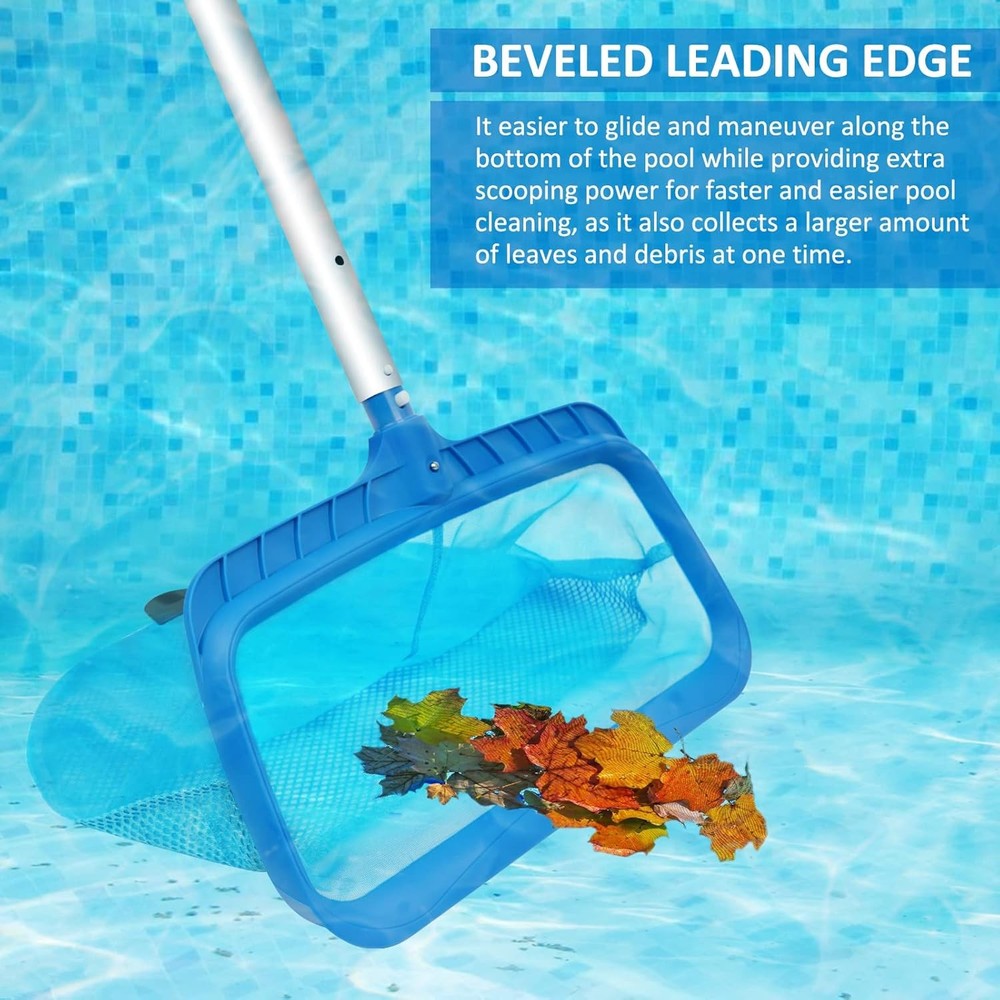 Swimming Pool Skimmer Net Fine Mesh Leaf Rake with Deep Bag