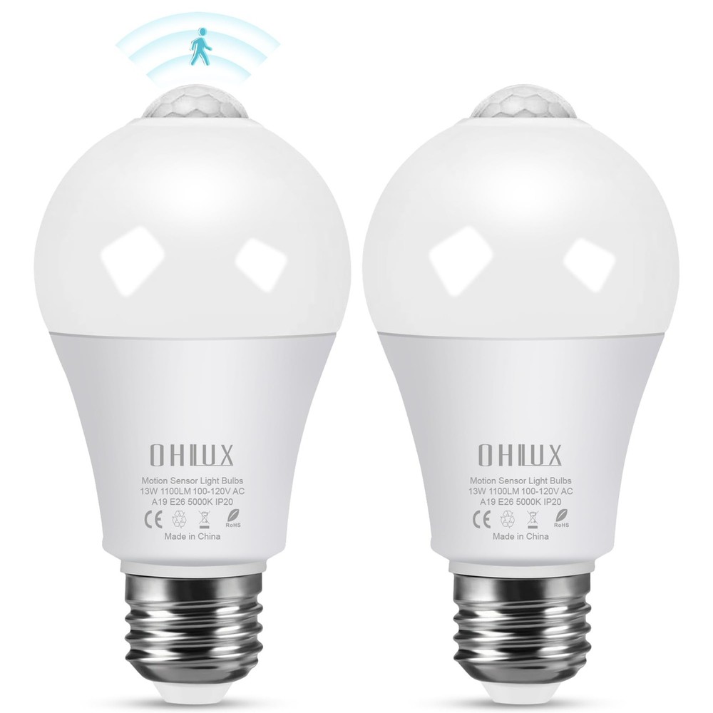 Motion Sensor Light Bulbs Outdoor, 13W(100W Equivalent) Movement Activated Du...