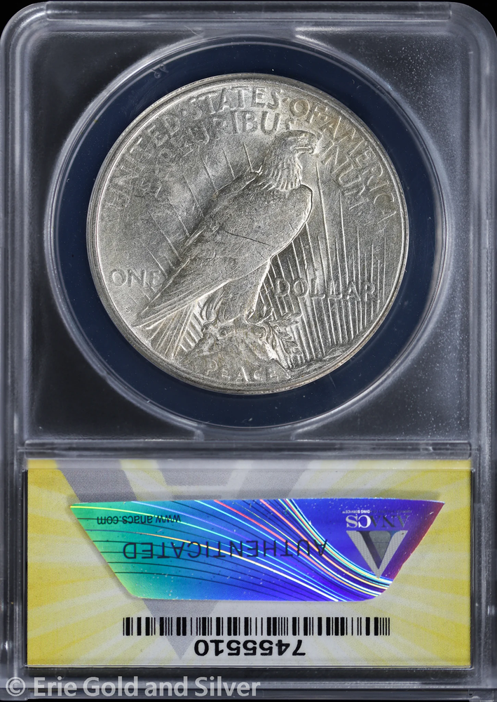 1925-S $1 Peace Silver Dollar ANACS AU 55