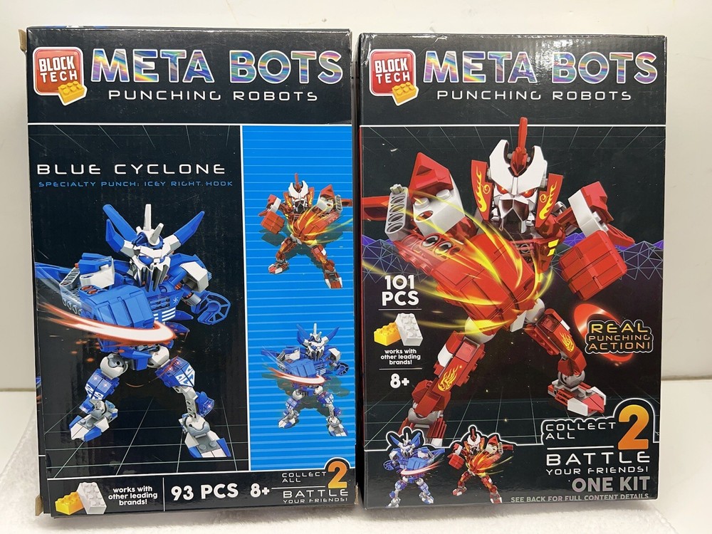 META BOTS PUNCHING ROBOTS Block Tech BLUE Red Lot CYCLONE Real Punching Action