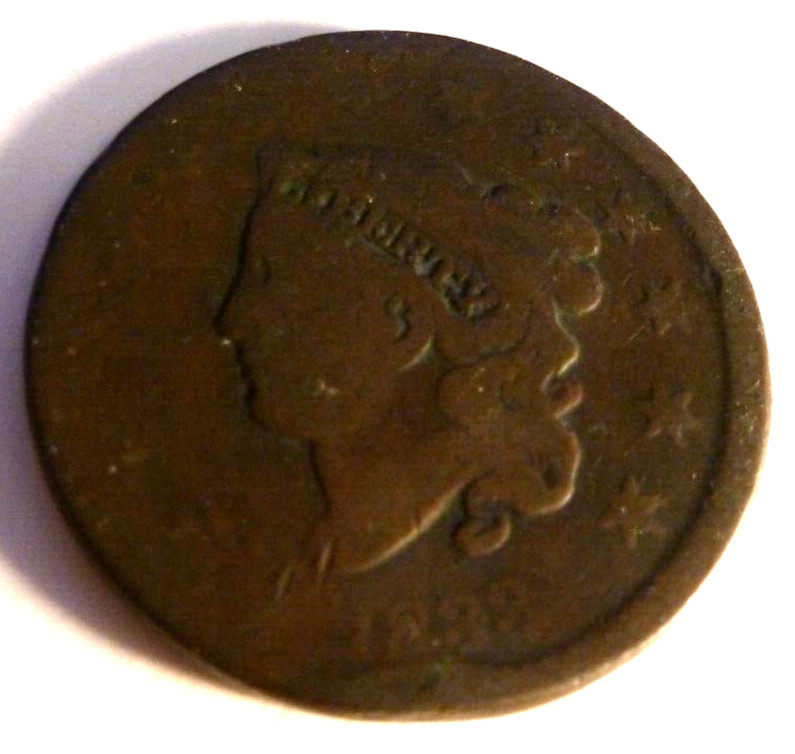 Coronet Large Cent 1833  AG