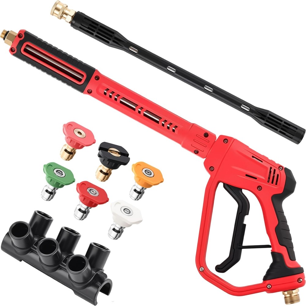 Pressure Washer Gun with 16" Replacement Extension Wand, 6 Nozzle Tips with N...