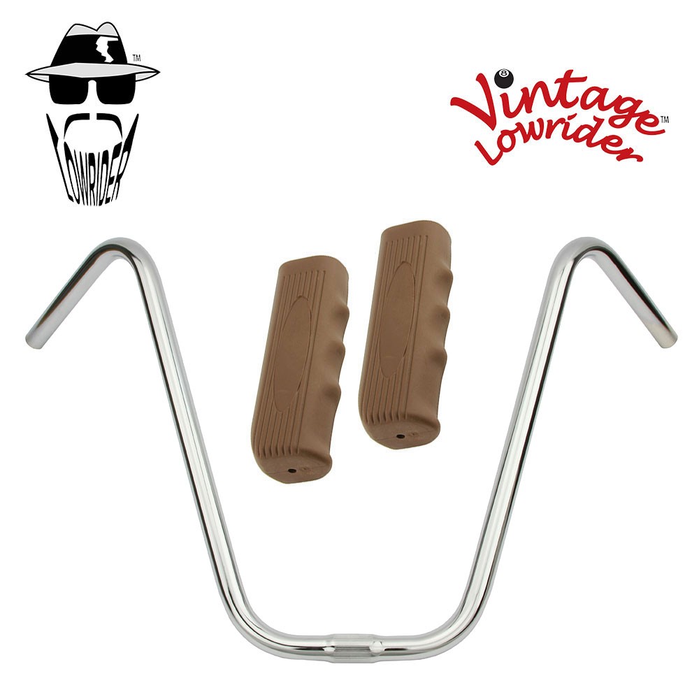 Original Lowrider 16" 25.4 Ape Handlebar Chrome Custom 120mm Grip Solid/Brown