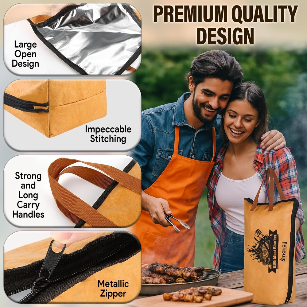 BBQ Blanket for Resting Meat - Brisket & 5-Layer Reusable Brown