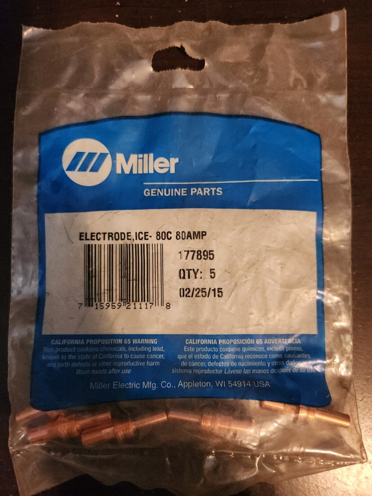 Miller 177895 Electrode, 80A, Qty.5