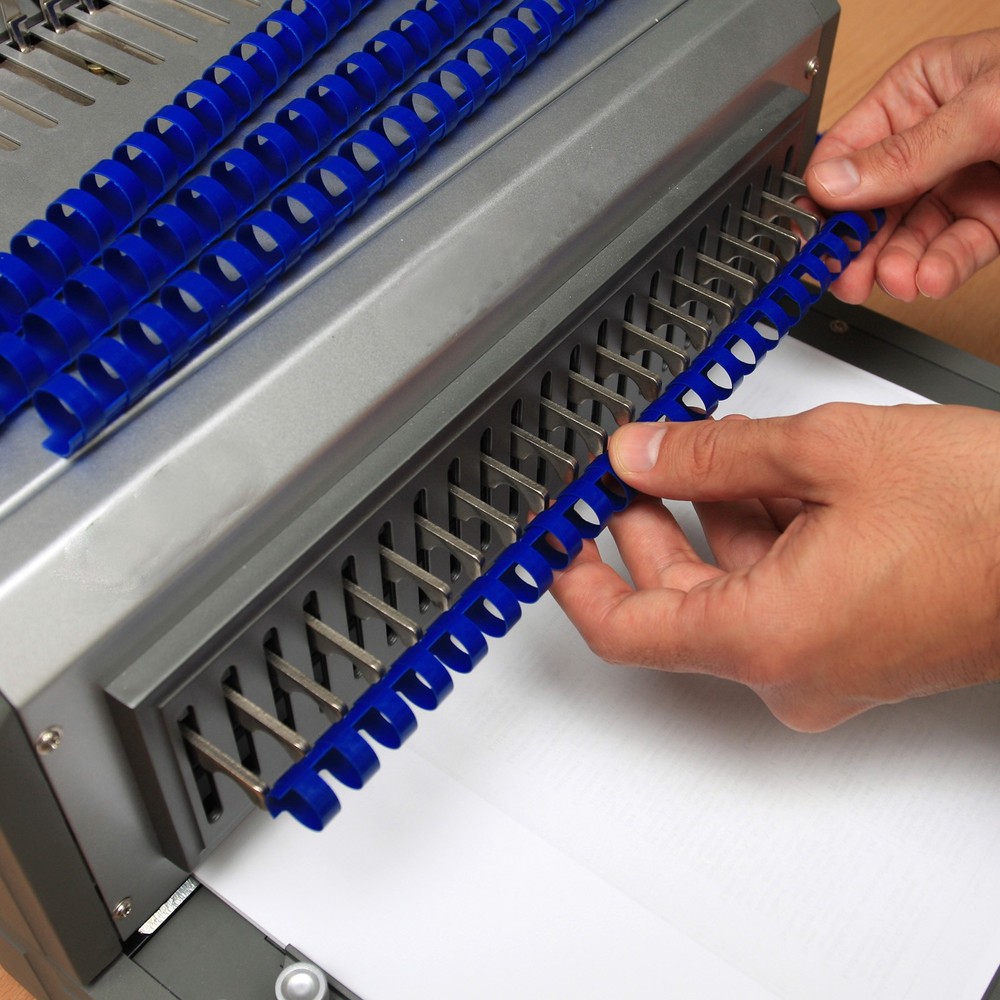 100Pcs 6mm (1/4") Plastic Binding Combs 20 Sheet Capacity 21 Rings, Blue