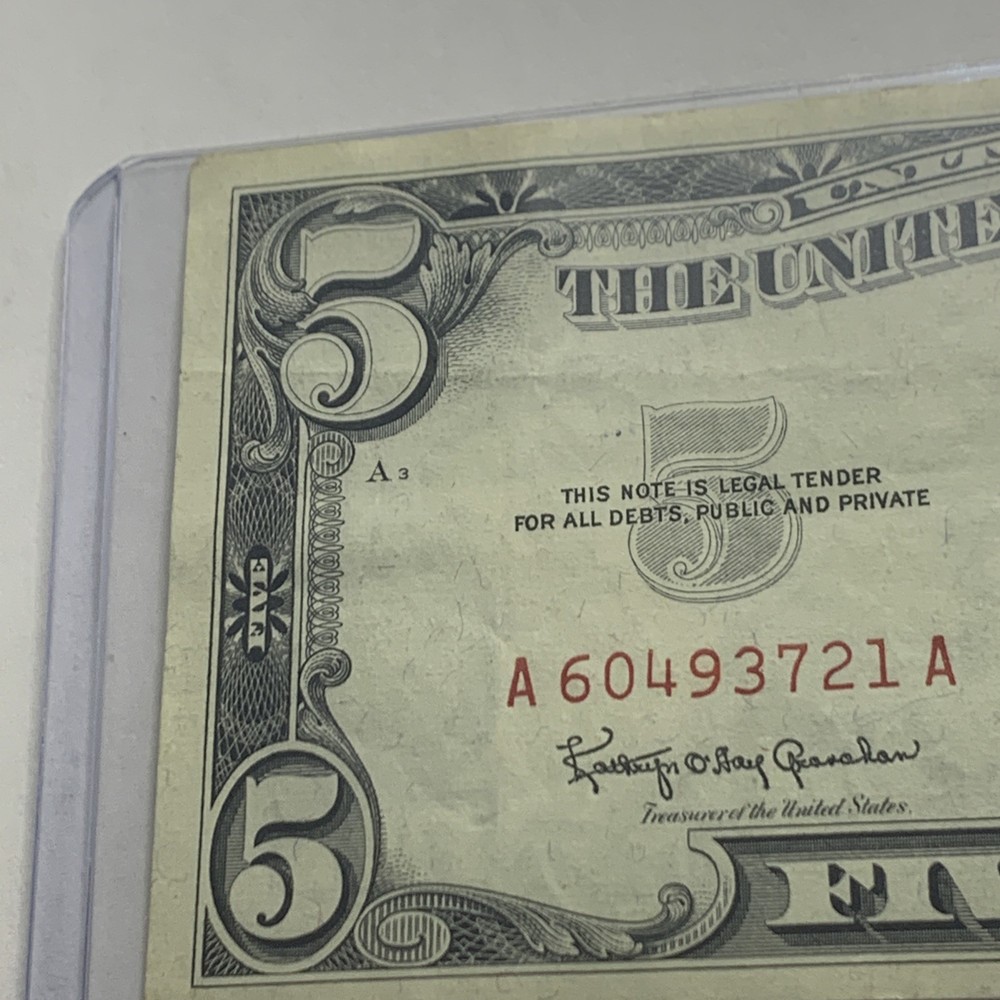 1963 $5 dollar red seal note