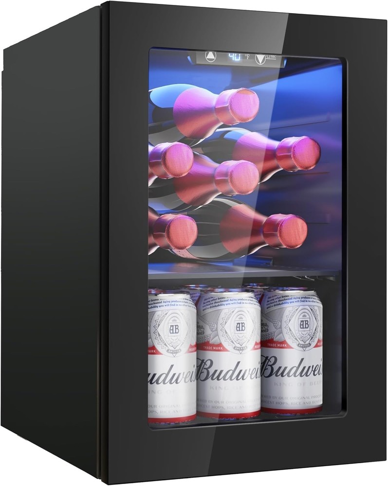 6 Bottles and 6 Cans Compact Beverage Refrigerator, High-quality Mini Fridge wit