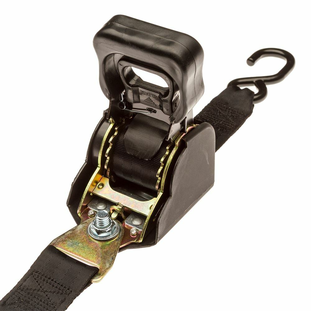 2" x 10' Retractable Ratchet Strap with S-Hooks - 4 Pack