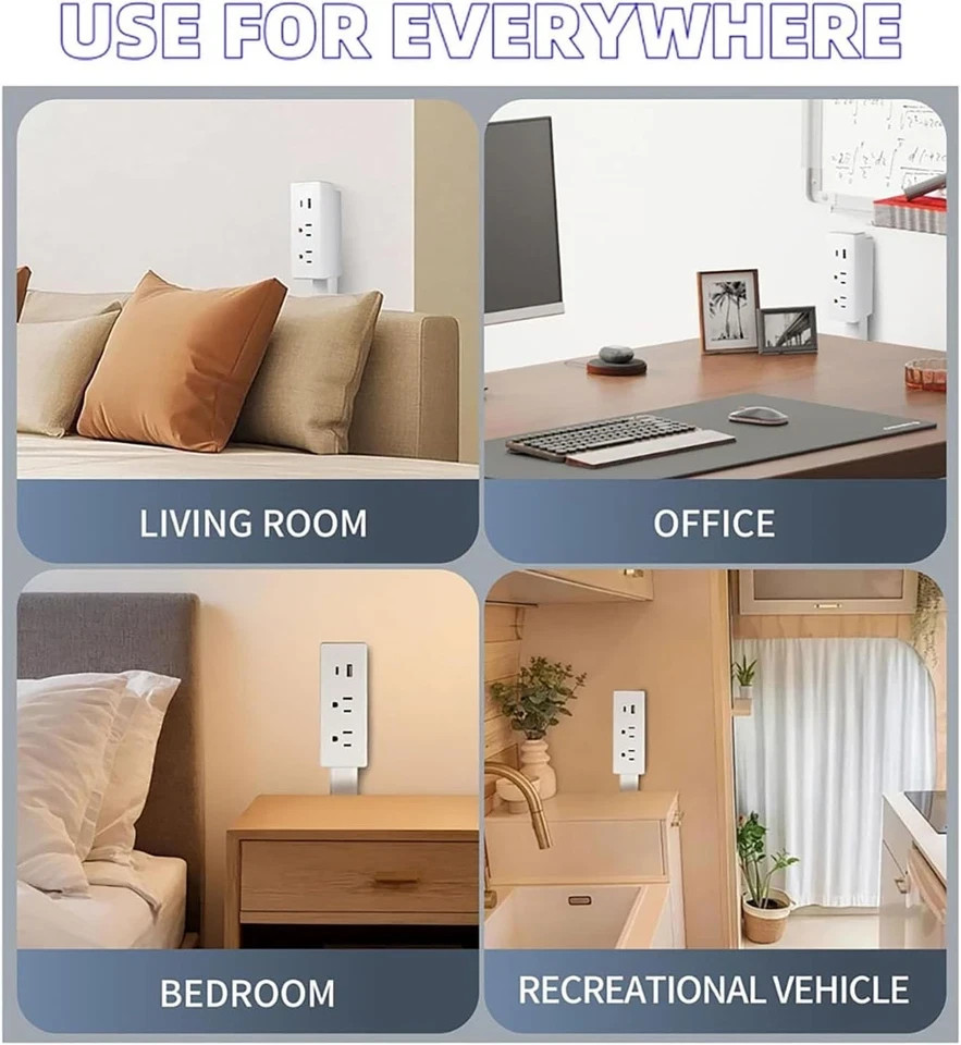 Electrical Outlet Expander Power Socket Rotating Extender Sofas Nightstands Desk