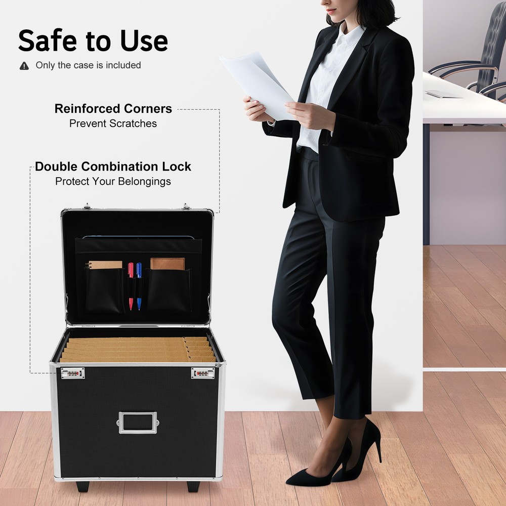 Aluminum Alloy File Lock Box Hand Pull File Case Locking Mobile Business Box
