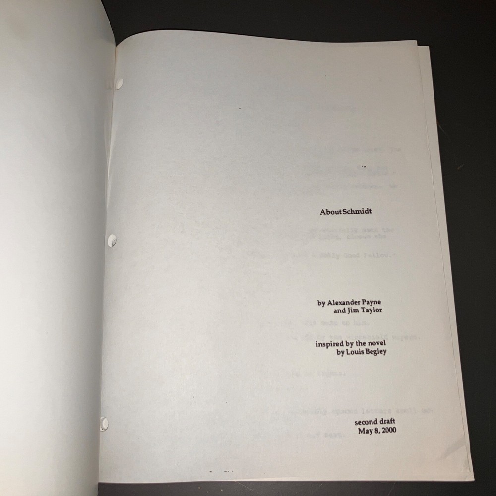 ABOUT SCHMIDT (5/8/2000) Nicholson/Alexander Payne / Bound Agency Draft + COA!