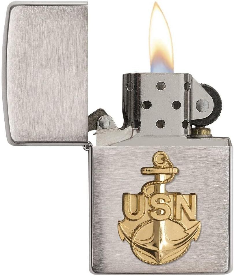 Zippo Lighter- Personalized Message Engrave for Navy Brushed Chrome #280ANC