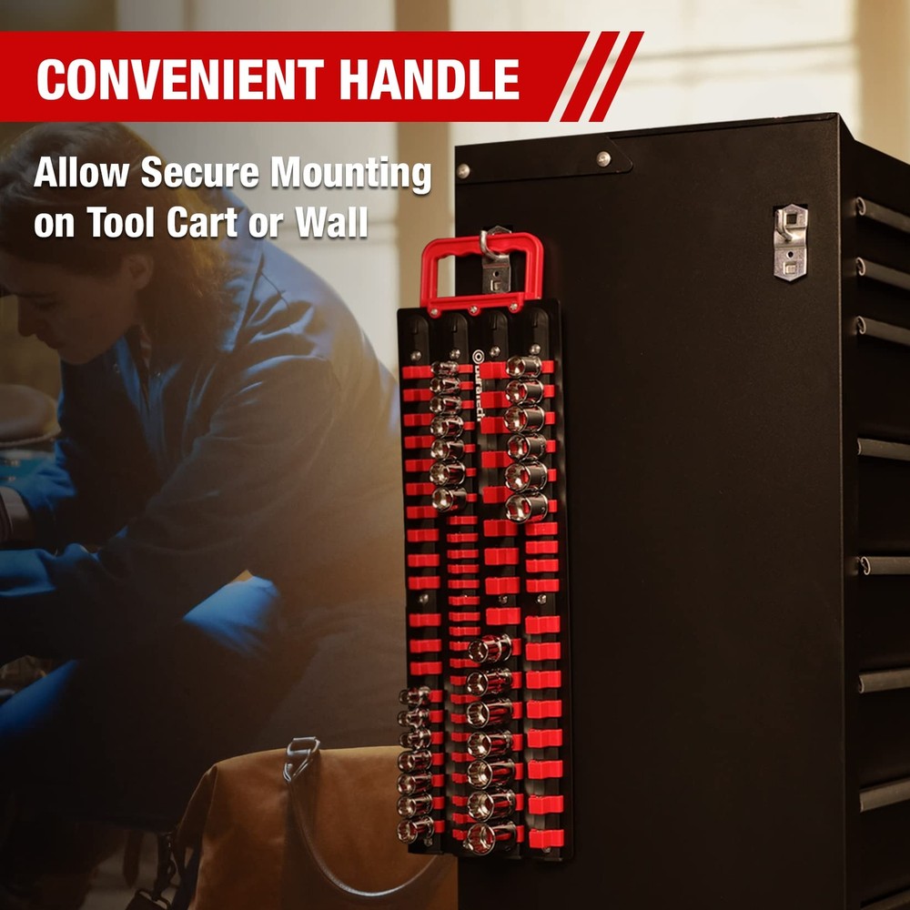 DURATECH 80PC Socket Organizer Holder 1/2" 1/4" 3/8" Drive Socket Organizer Tray