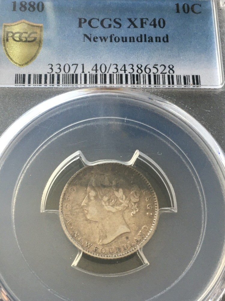 1880 Newfoundland, ¢10 Cent, PCGS Graded, **EF-40**