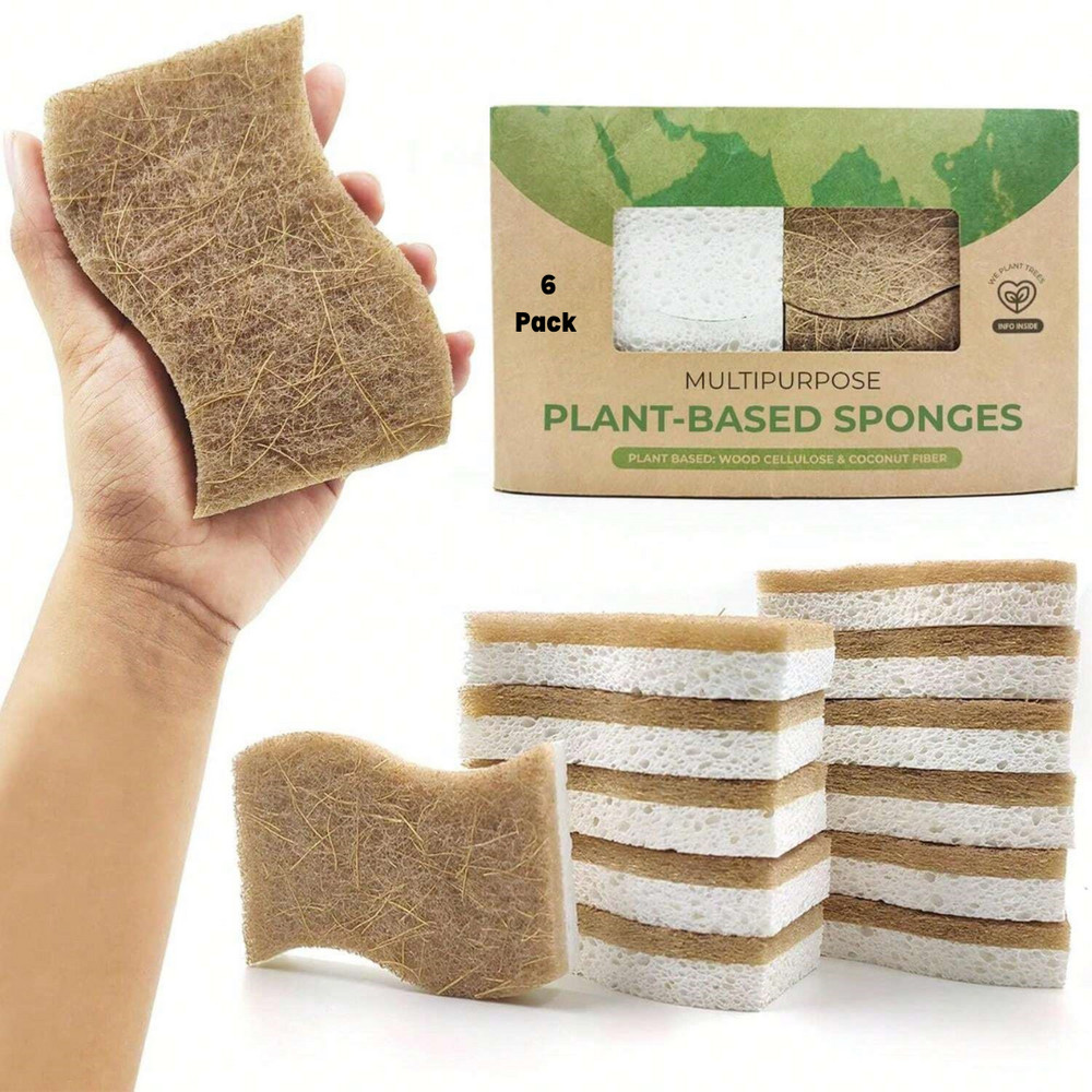 2pcs Natural Kitchen Sponge Biodegradable Eco-Friendly Dish Sponges for Kitchen