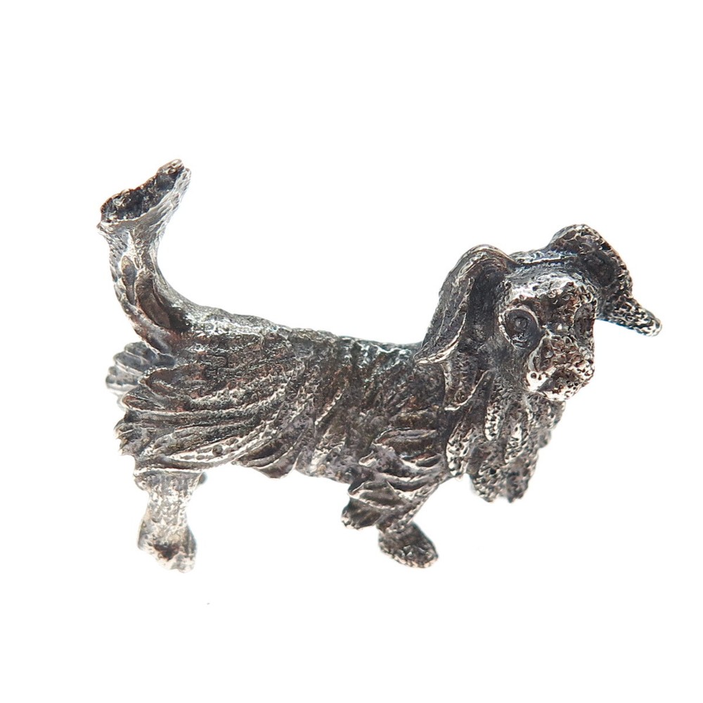 925 Sterling Silver Vintage Cocker Spaniel Dog Oxidized 3D Miniature