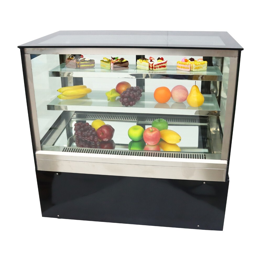 220V 3-Layer Refrigerated Cake Showcase Rear Sliding Doors Display Cases LED