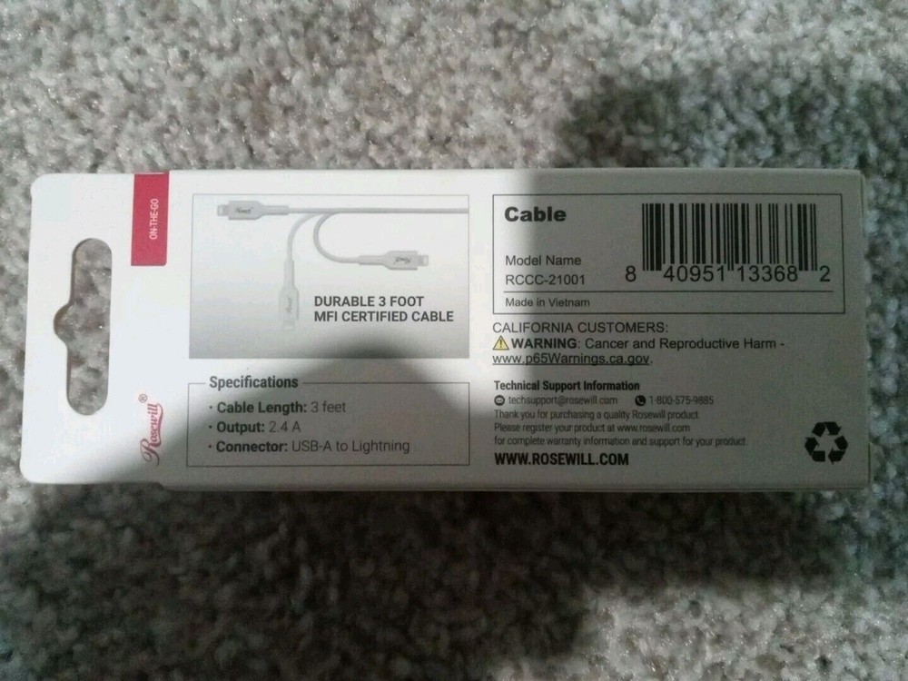 Rosewill iPhone Fast Charger Cable, USB-A to iPhone Cable 3FT