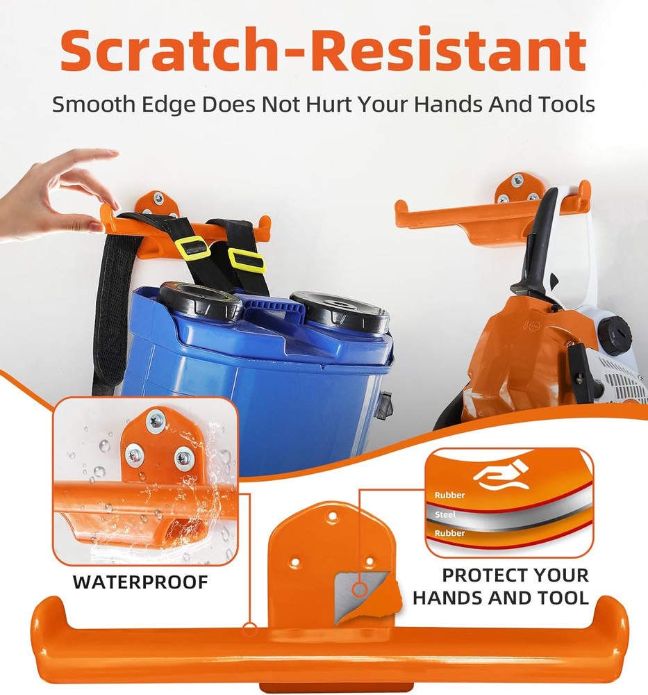 Backpack Leaf Blower and Sprayer Wall Mount with Heavy-Duty Chainsaw Stand