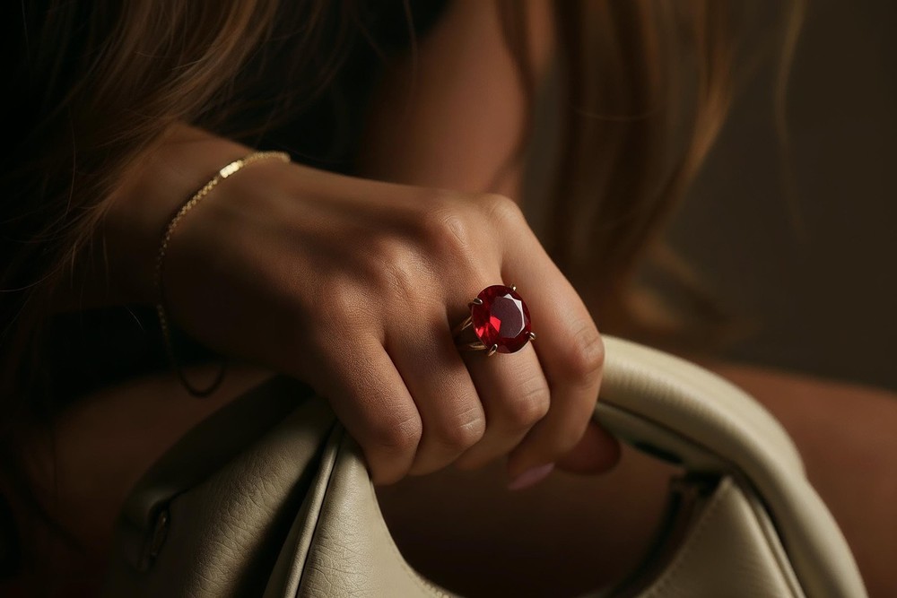 Sterling Silver Ruby Ring Handmade Round Cut Solitaire Engraved Gift