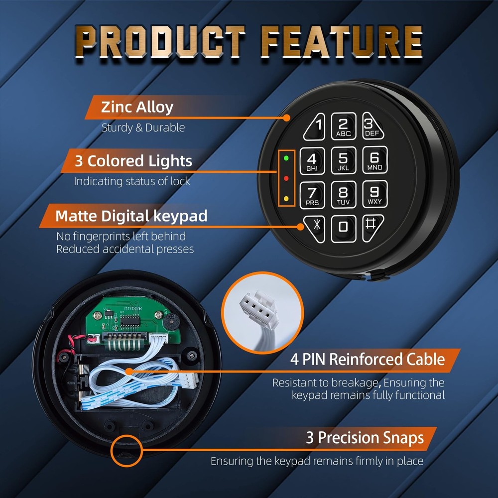 Electronic Safe Lock Replacement Keypad with Solenoid Lock, Gun Safe Lock wit...