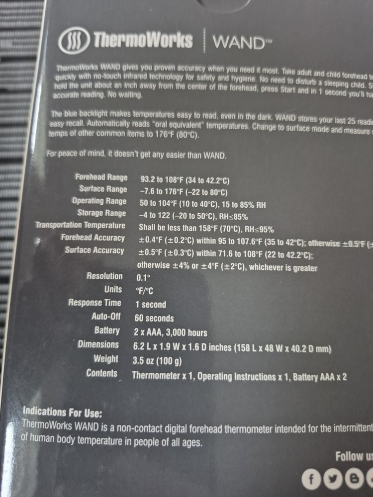 WAND Non-Contact Digital Forehead Or Surface Thermometer