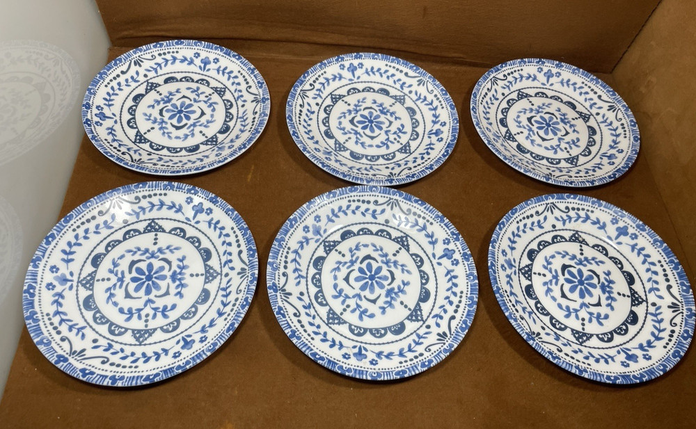 6 Appetizer Plates Set Lightweight Durable Chip Resistant Glass Dinnerware