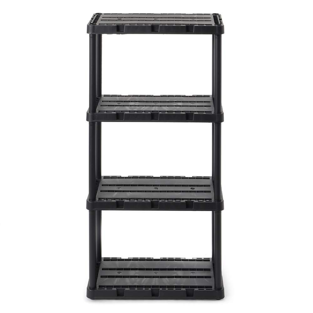 Gracious Living 4 Shelf Knect-A-Shelf Solid Light Duty Storage Unit, Black 4 Pck