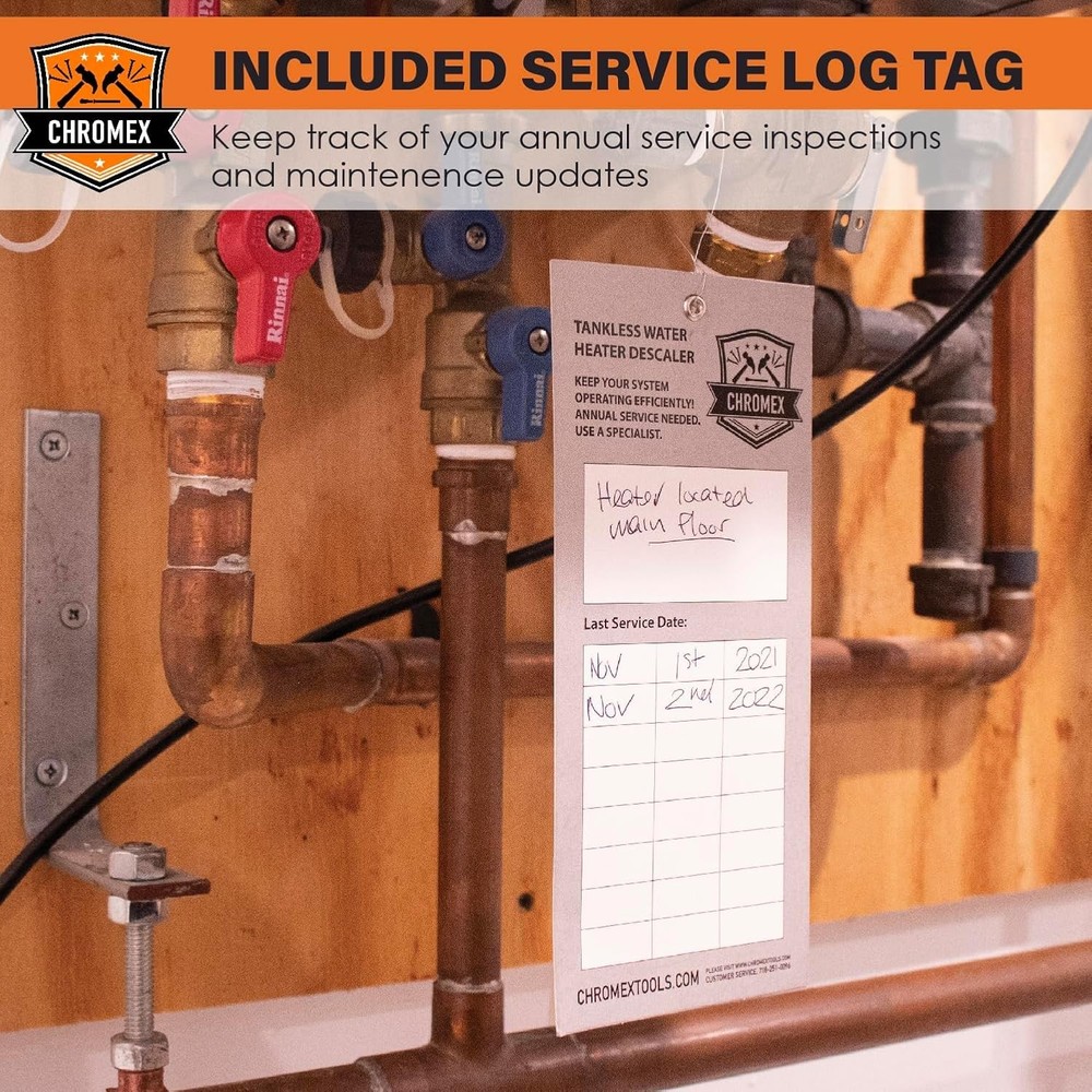 Chromex Tankless Water Heater Flush Kit with Certified Liquid Descaling Solution