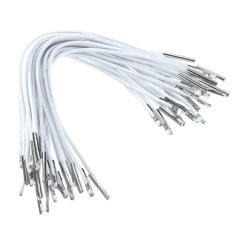 50Pcs 6" Elastic Barbed Cord 1.6mm Loop Stretch Round String White